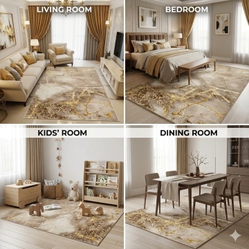 Covor Modern Livario Imperial Effect Gresie Beige Gold - Img 7