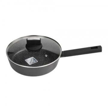 Cratita cu capac ZILAN, 28cm, marmura 5 straturi, maner soft touch, ZLN0898, negru - Img 2