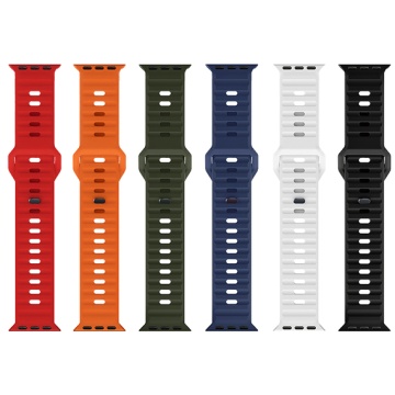 Curea silicon pentru iWatch, Hoco WA27, Universal Size, Flexibile Band, Stepped, negru - Img 4