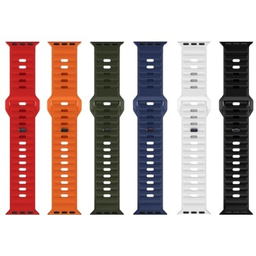 Curea silicon pentru iWatch, Hoco WA27, Universal Size, Flexibile Band, Stepped, rosu - Img 4