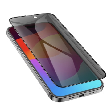 Hoco A34 Plus folie privacy iPhone 15 Plus, sticla securizata 6D DustProof, AntiSpy, rama neagra, HD Glass - Img 1