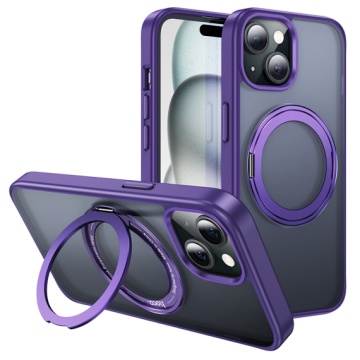 Husa iPhone 15 Plus Hoco AS1, MagSafe, Ring Stand, frosted purple, protectie premium - Img 1