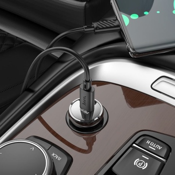 Incarcator Auto + Cablu USB-C, Hoco Z53, 30W, 1xUSB-C, PD, Ring-Pull, violet - Img 5