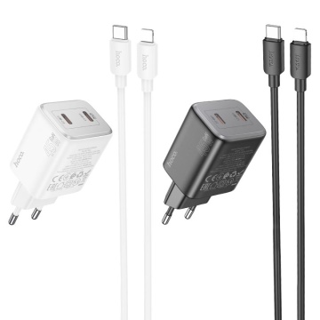 Incarcator Retea + Cablu USB-C, Hoco N42, 45W, 2xUSB-A, alb - Img 3