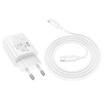 Incarcator Retea + Cablu USB-C Hoco N62, 1m, PD30W, 1xUSB-C, 1xUSB-A, alb - Img 3
