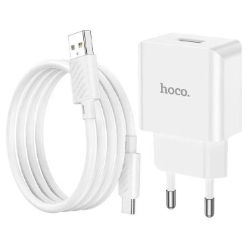 Incarcator retea Hoco C106A, 10.5W, USB-A 2.1A, cablu USB-C, alb - Img 4