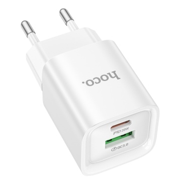 Incarcator Retea Hoco C147A, PD30W, 1xUSB-C, 1xUSB-A, alb - Img 2