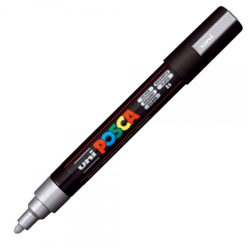 Marker UNI Posca PC-5M, varf rotund, 1.8-2.5mm, argintiu - M299 - Img 1