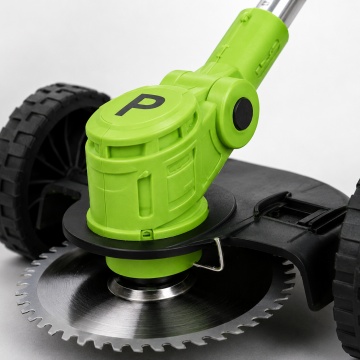 Motocoasa electrica cu roti 2 acumulatori 48V, fara fir, 18000 RPM, Autonomie Mare, 3 Tipuri de Lame de Taiere, Brat ajustabil, Pexor verde - Img 3