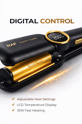 Ondulator Par Raf R0411, Ceramica Control, Digital 35W Negru Auriu - Img 4