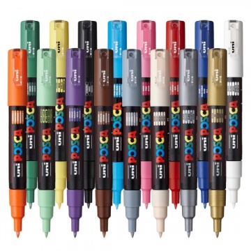 Set 16 Markere UNI Posca PC-1M, varf rotund 0.7mm, calitate premium - M1477 - Img 4