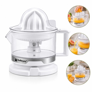 Storcator electric pentru citrice Hoffmans HM-8818, 40W, recipient 500 ml, 2 conuri, regulator pulpa 5 trepte, Alb - Img 8