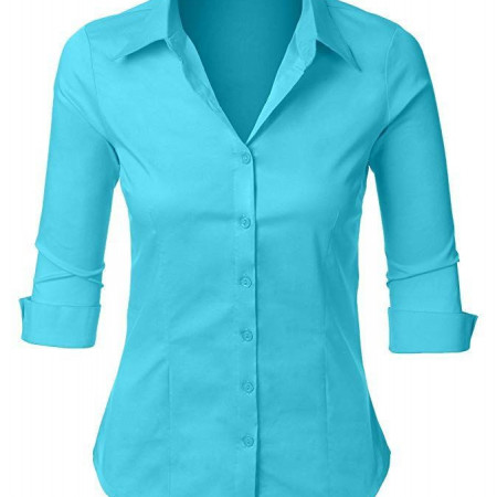 Women's Roll Up Button Down Shirt Stretch