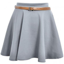 Skater Belted Stretch Waist Skirt