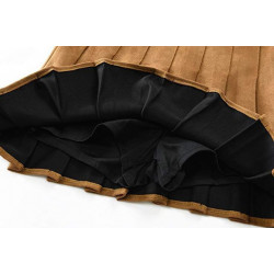 Faux Suede Pleated Mini Skater Skirt