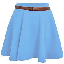 Skater Belted Stretch Waist Skirt