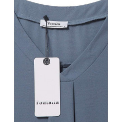 Cuffed Sleeve Chiffon V Neck Blouse