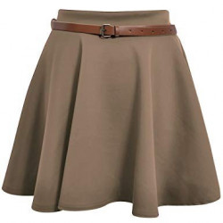 Skater Belted Stretch Waist Skirt
