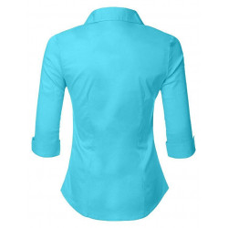 Women's Roll Up Button Down Shirt Stretch
