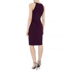 Shift Dress With Embellished Neck And Ruffle