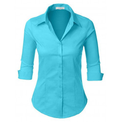 Women's Roll Up Button Down Shirt Stretch