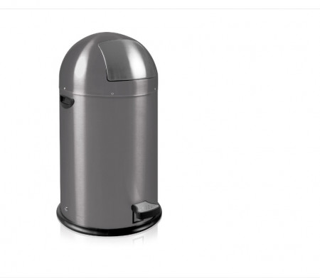Cos de gunoi EKO Kickcan gri, model designer, capac cu inchidere cu amortizare, 33 litri, 35 x 70-h cm