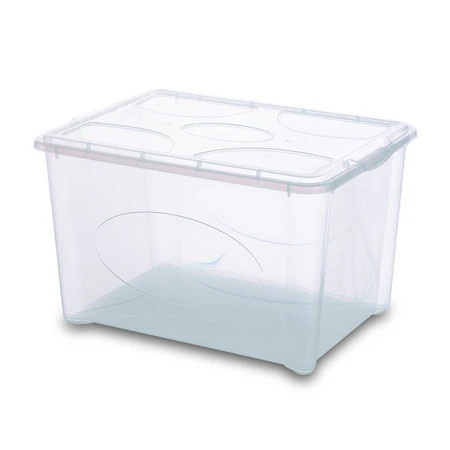 Cutie depozitare transparenta, cu capac transparent - Gensini, set 4 buc., cm 53 x 39,5 x 32,5-h, 46 litri