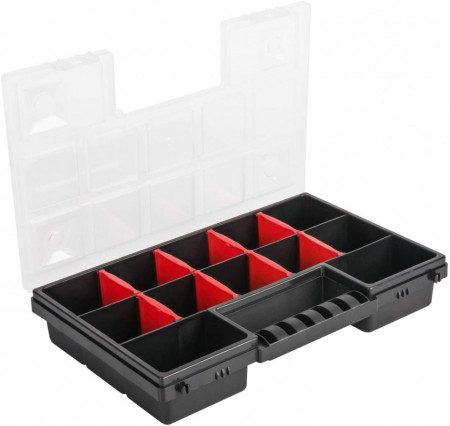 Organizator NORS,28.7x18.6x5 cm, negru cu capac transparent cu separatoare in interior