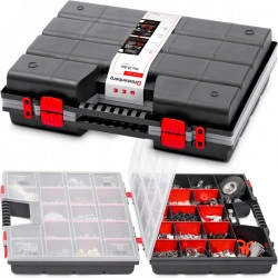 Organizator cutie scule tip valiza, dublu, Kistenberg, 49x39x13 cm, negru/rosu