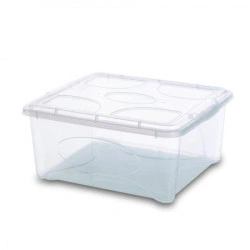 Cutie depozitare transparenta, cu capac transparent - Gensini, set 6 buc., cm 39,5 x 34 x 18,5-h, 18 litri