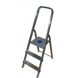 Scara aluminiu 3 trepte Golden - PIROLA Italy, H-max 61cm, cu protectii de plastic - Img 1