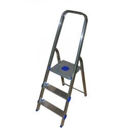 Scara aluminiu 3 trepte Golden - PIROLA Italy, H-max 61cm, cu protectii de plastic