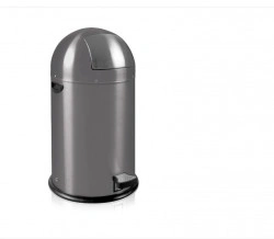 Cos de gunoi EKO Kickcan gri, model designer, capac cu inchidere cu amortizare, 33 litri, 35 x 70-h cm