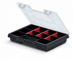Organizator,19x15x3.5 cm, negru cu capac transparent