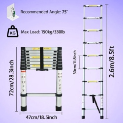 Scara Telescopica 260cm din Aluminiu Multifunctionala Inaltime Reglabila Pliabila - Img 2