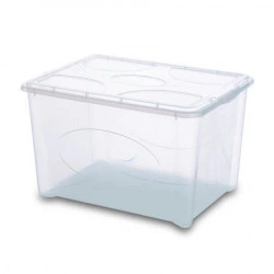 Cutie depozitare transparenta, cu capac transparent - Gensini, set 4 buc., cm 53 x 39,5 x 32,5-h, 46 litri