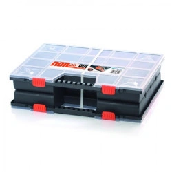 Organizator dublu din plastic cu capac transparent si separatoare, L - 49 cm x l - 39 cm x H - 13 cm
