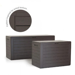 Lada depozitare, finisaj imitatie lemn - “Woodebox”, maro terra d`ombra, 280 litri, cm 116 x 43,8 x 55,5h - Img 2