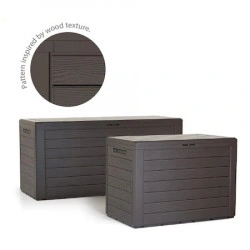 Lada depozitare, finisaj imitatie lemn - “Woodebox”, maro terra d`ombra, 280 litri, cm 116 x 43,8 x 55,5h - Img 2