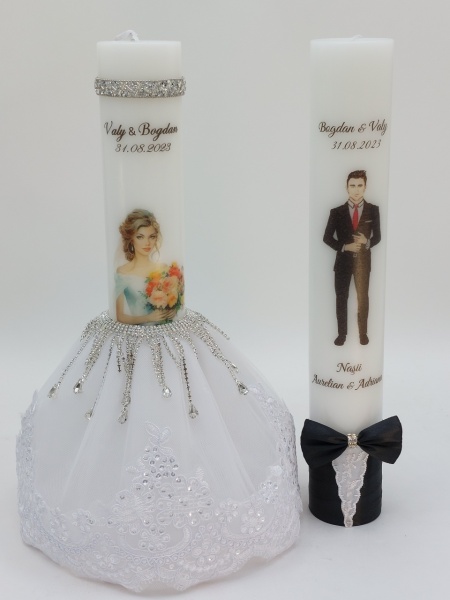 Lumanari Nunta Cu Strasuri Inaltime 40 CM