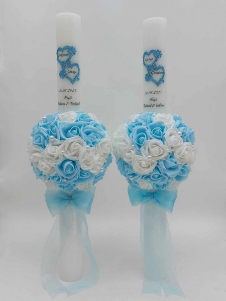Set Lumanari Nunta Bleu Inaltime 60 CM