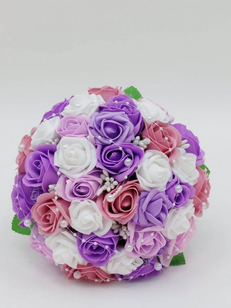 Buchet Mireasa Cu Flori Artificiale Mov