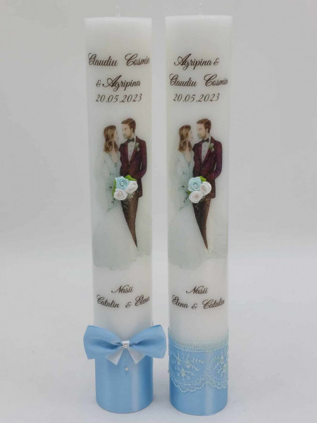 Set 2 Lumanari Nunta Bleu 40CM
