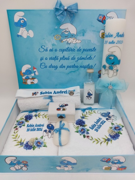 Trusou Botez Baiat Cu Tematica Bebe Strumf