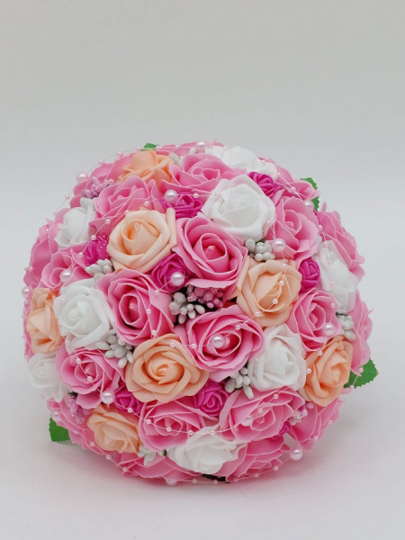 Buchet Mireasa Cu Flori Artificiale Roz