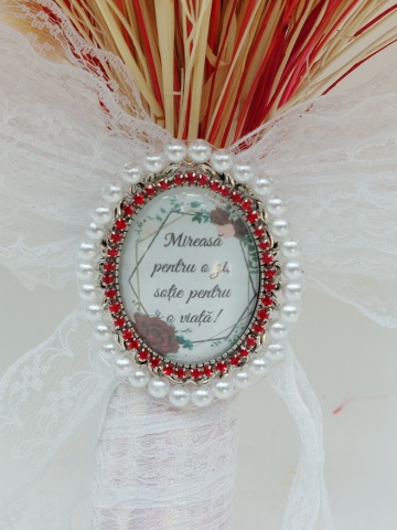 Broşă Personalizată Pentru Buchet Mireasă Roşu