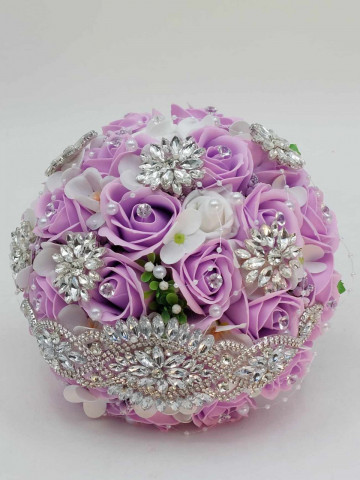 Buchet Cununie Cu Brose, Strasuri, Diamante, Perle - Img 3