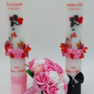 Pachet Buchet Mireasa/Nasa + 2 Lumanari Personalizate Scurte - Img 2