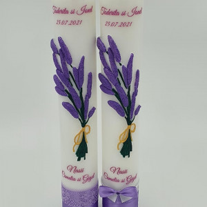 Set Lumanari Nunta Pictate Cu Lavanda 3D - Img 1