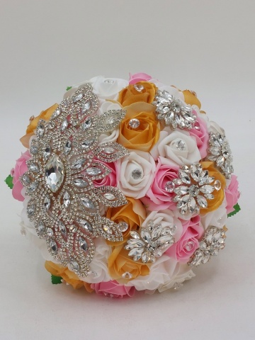 Buchet Mireasa Cu Strasuri, Brose Si Diamante